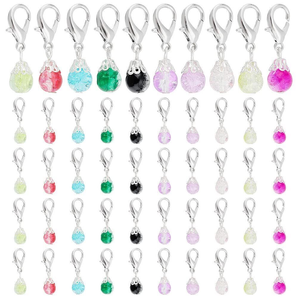 7151 100pcs Crystal Dangle Charms, 1.1 inch Crackle Glass Beads Pendant